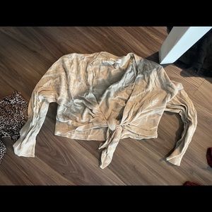 Soft tan cropped tie sweater from forever 21